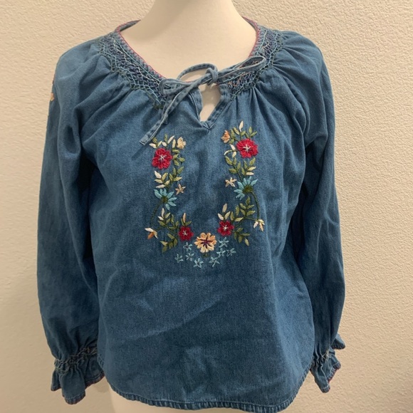 New Directions Denim Blue Blouse - Picture 1 of 4